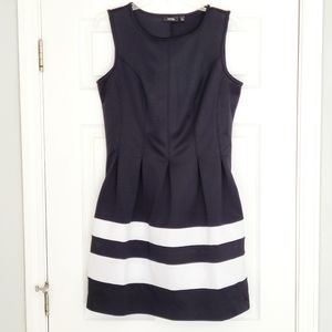 Apt. 9 Fit and Flare Dress Black with White Stripes Size M
